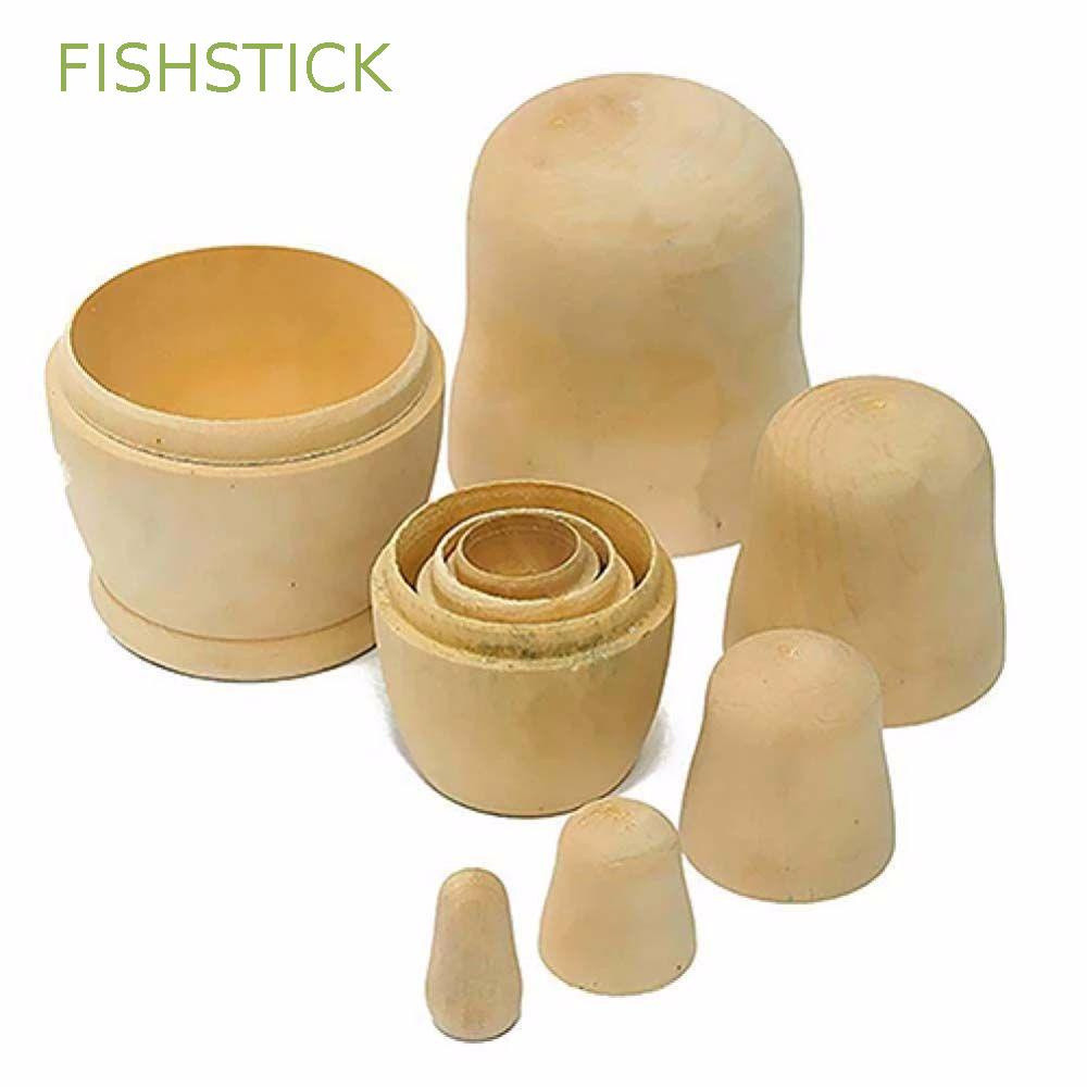 FISHSTICK Bonecas Russas De 5 Peças Matryoshka Boneca Matrioska Embriões De Madeira Em Branco/Multicolor