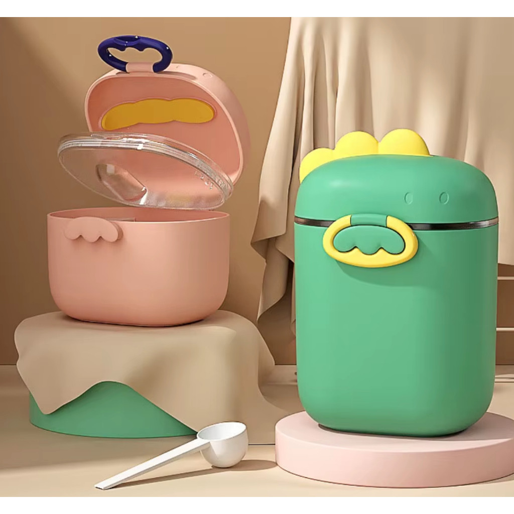 Pote Porta Leite em Pó com dosador Dino Infantil 400ml OU 800 ML (Lj Smile)