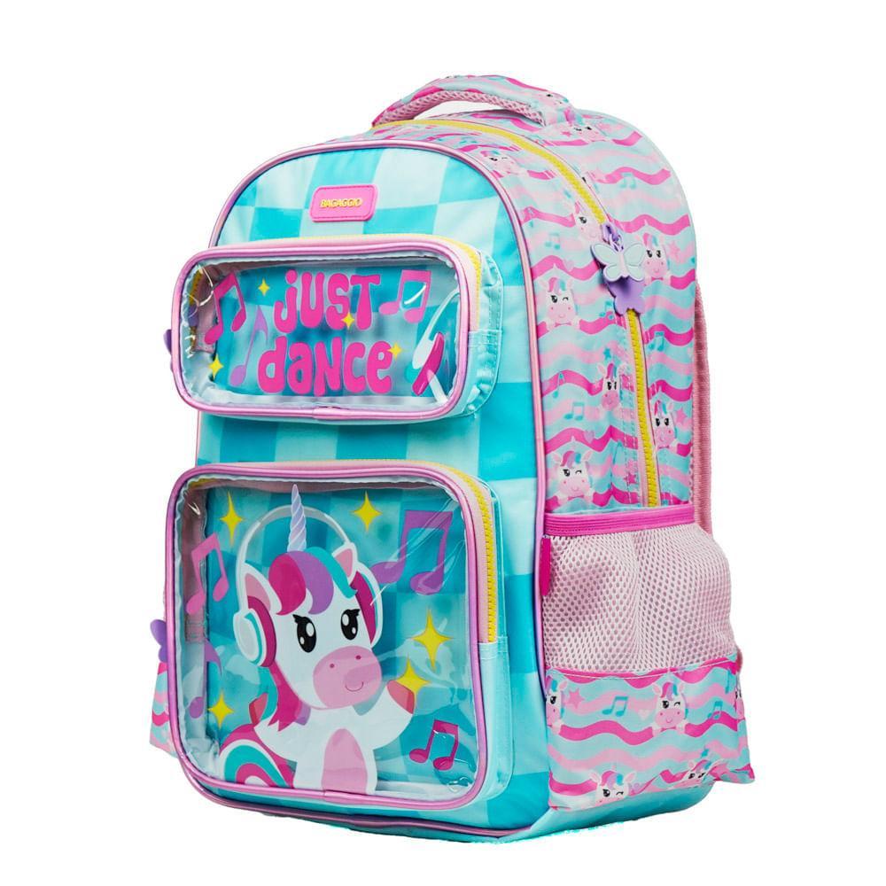 Mochila Escolar Feminina Unicórnio Just Dance Verde Água — imagem 2 de 2