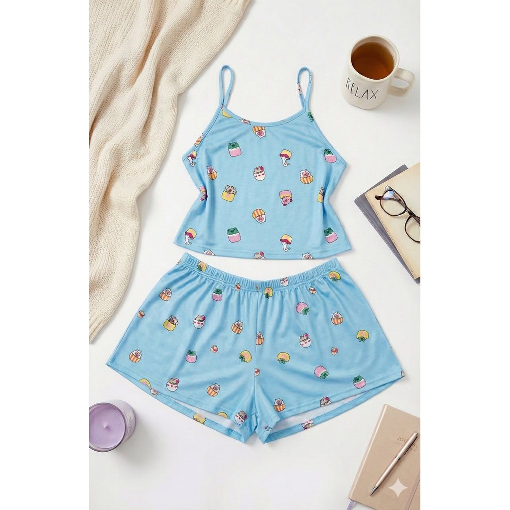 Pijama Baby Doll Plus Size Feminino Estampado Alcinha Fresquinho Roupa de Dormir em Oferta na Shopee