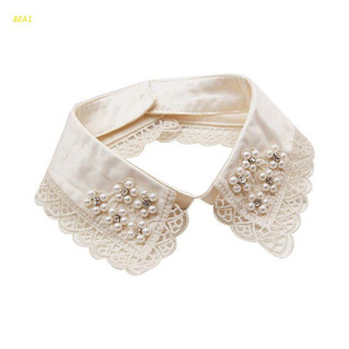 Bea1 Gola Falsa Destacável para Camisa, Gola Falsa de Renda com Pérolas, Acessórios de Vestuário Feminino