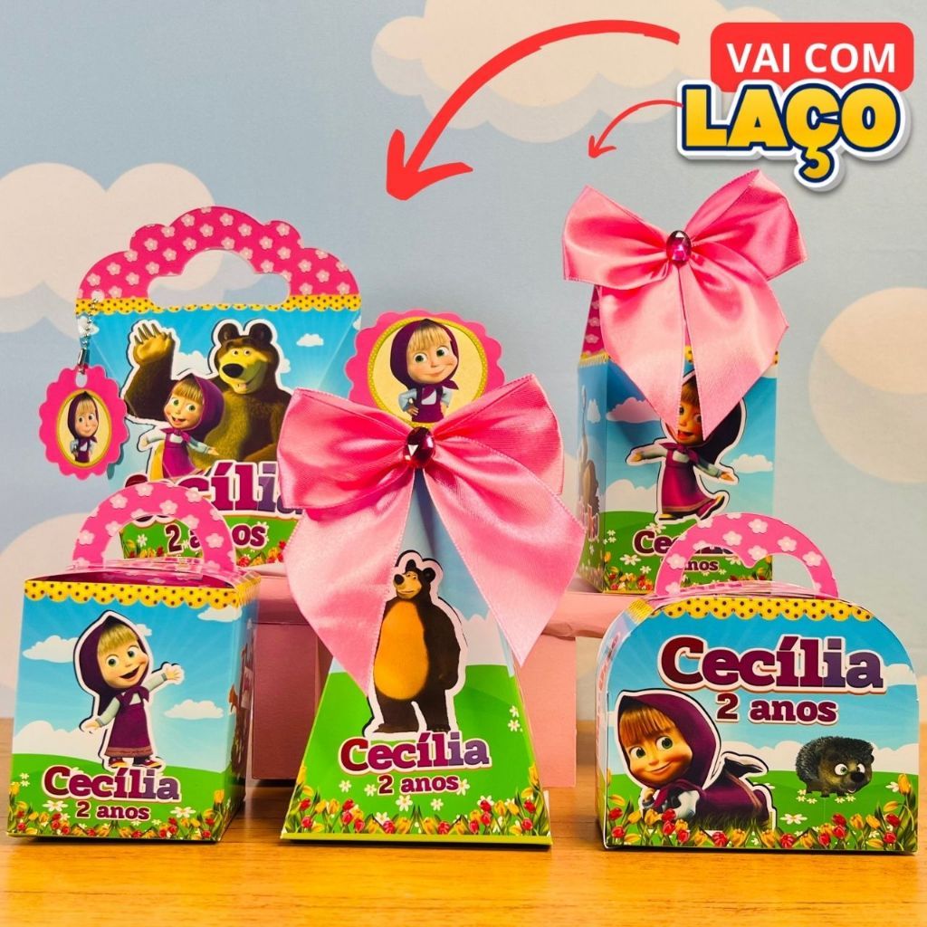 kit Caixinhas  Macha e o Urso personalizadas lembrancinhas Macha e o Urso