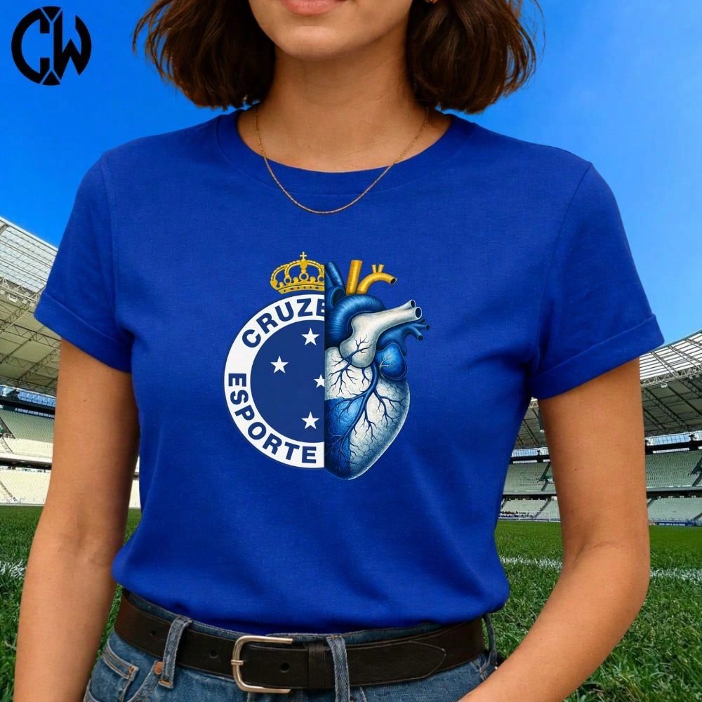 Camiseta Camisa Cruzeiro Coração Torcedor Futebol Lançamento