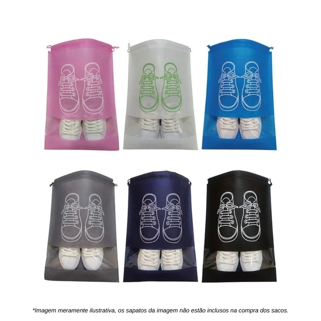 SACO ORGANIZADOR SAPATO TNT COM VISOR E CORDÃO 45x36cm