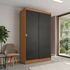 Guarda-Roupa Casal com 2 Gavetas Kappesberg Canela/Preto Fosco 121cm