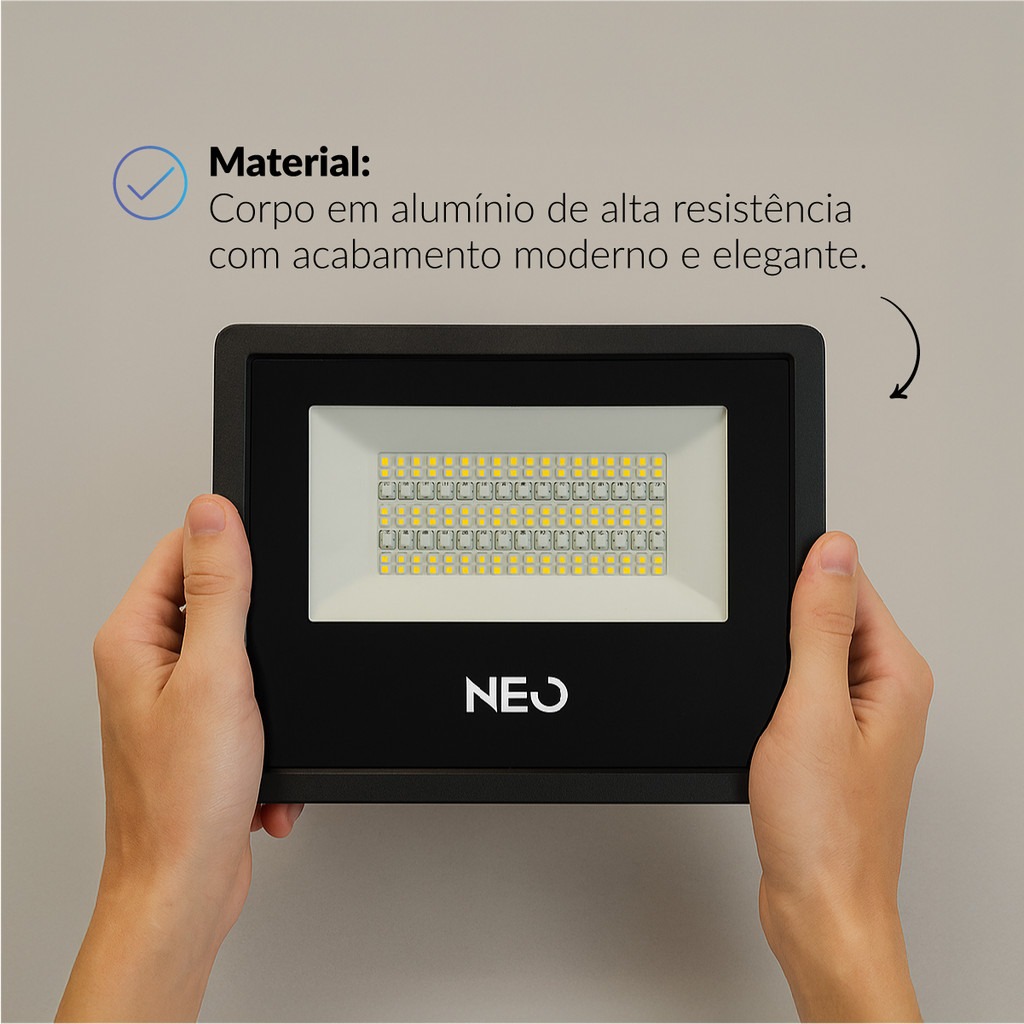 Kit 1, 2, 3 ou 4 Refletor Led Smart Inteligente Wi Fi 50w RGB Colorido Bivolt Preto