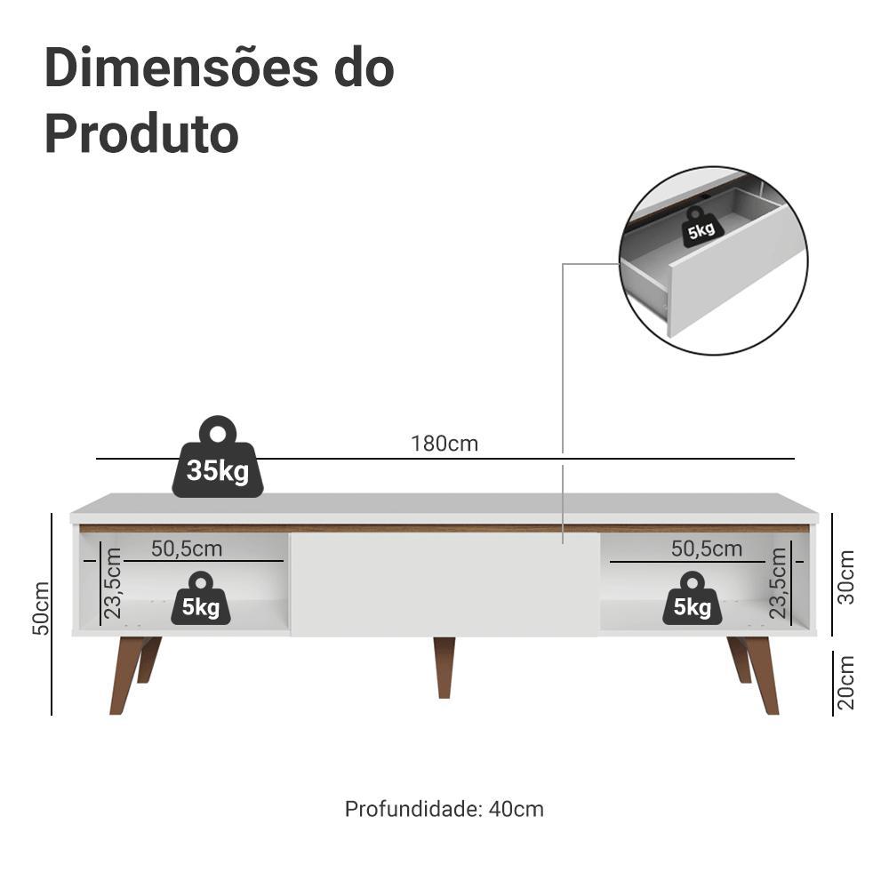 Rack para TV até 75 Polegadas Madesa Brest 2 Portas 1 Gaveta Branco · foto 2