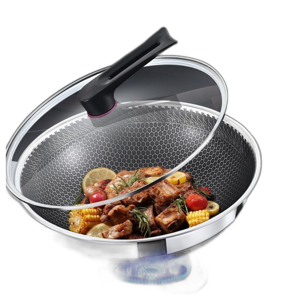[cooknest] Wok De 3 Camadas Em Aço Inoxidável 304 (Panela Profunda) , 32 Cm , 1 Unidade/Coreana/Da bin2da shop1