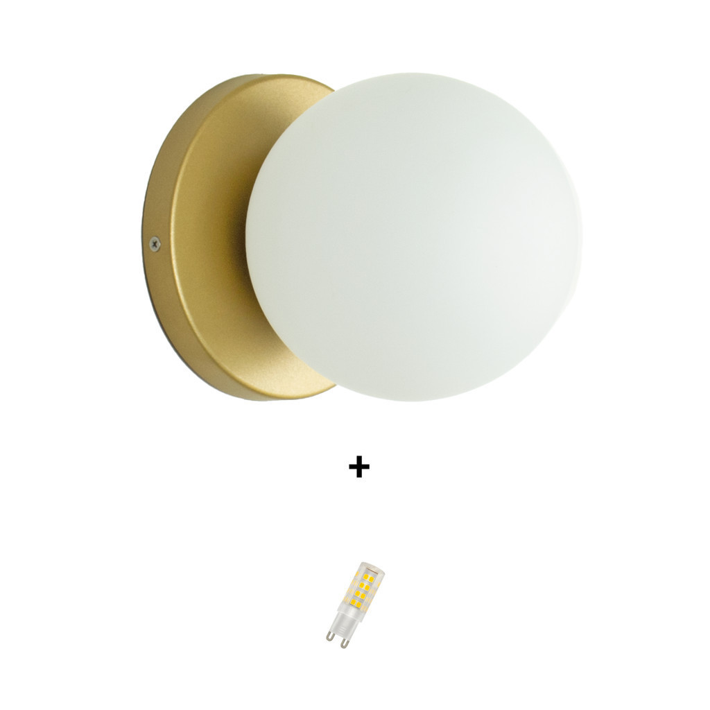 Arandela Slim Globo 10 Jabuticaba Dourdado Fosco C/ Led