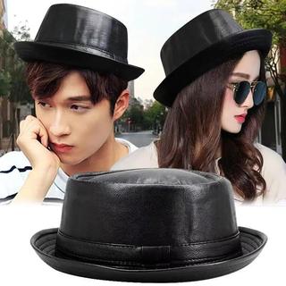 Novo chapéu de moda em couro sintético para homens, chapéu tipo balde em couro sintético preto, chapéu fedora casual, ch