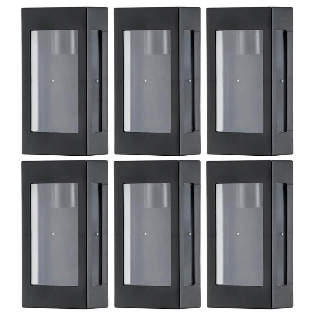 Conjunto 6 Arandelas Externas Pretas Prime Luminária Bivolt de Parede Jardim Fachada Muro Dital
