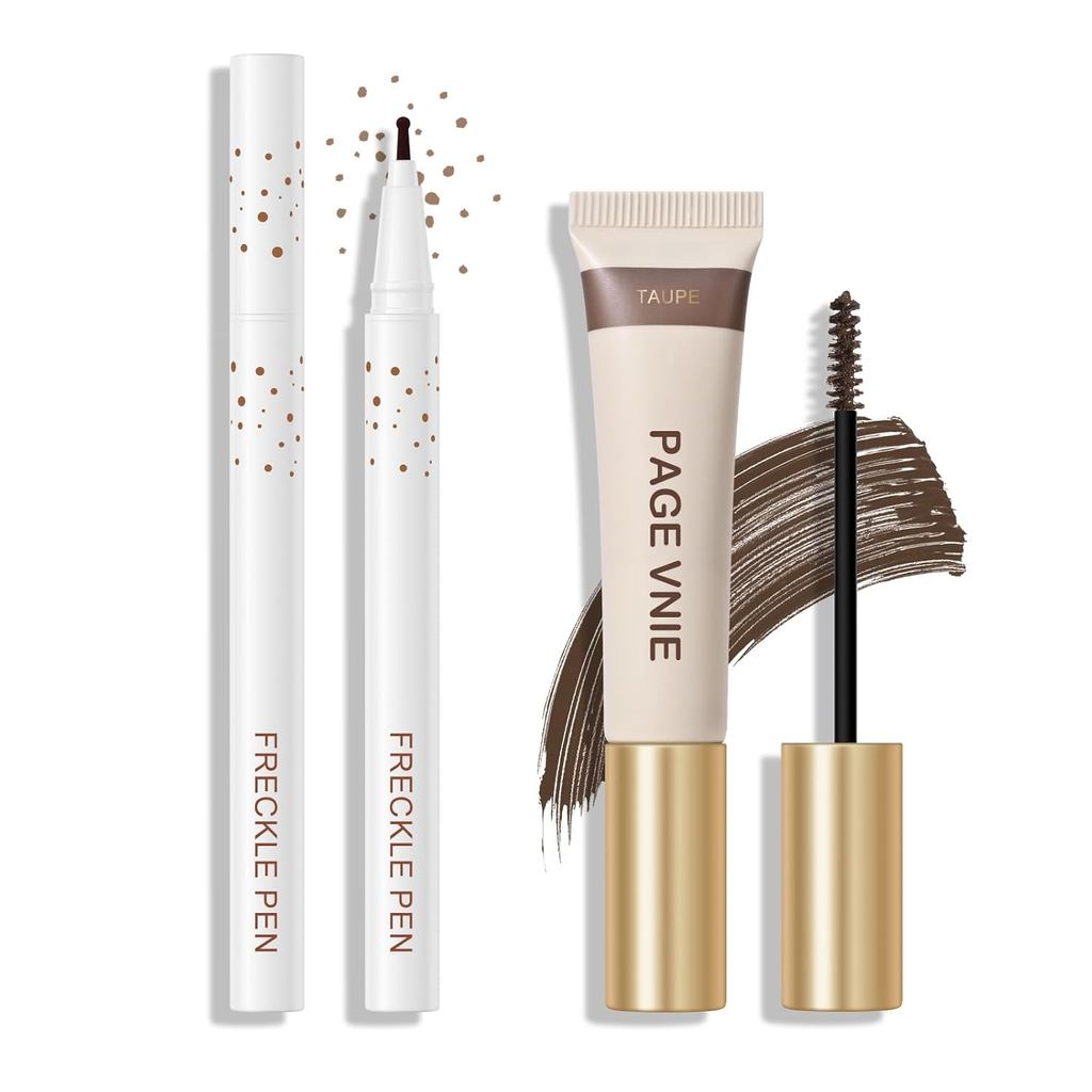 Kit KYDA de Caneta para Sardas e Gel para Sobrancelhas Colorido, Carimbo de Sardas Artificiais com Ponta Fina para Maqui