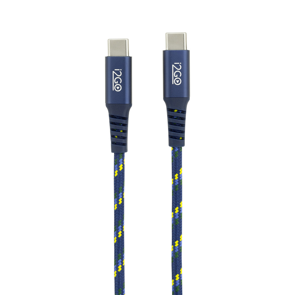 Cabo USB-C Para USB-C i2GO Ultra Rápido Resistente 2 metros 100W Oficial CBF Seleção Brasileira