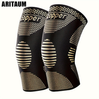 1 par de joelheiras de cobre, equipamento esportivo para homens e mulheres, suporte profissional para joelhos para yoga,