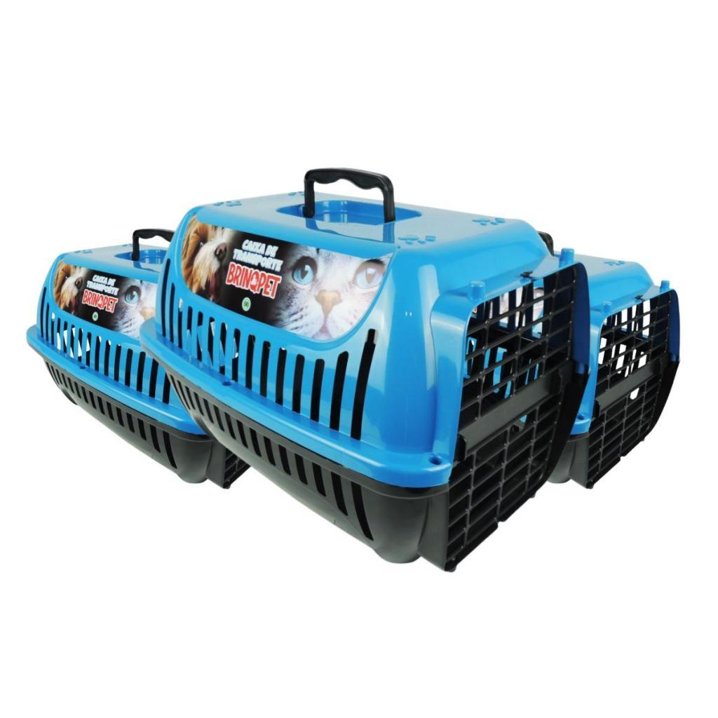 Kit 3 Caixa de Transporte Brinqpet Nº 3 Azul para Cães e Gatos em Oferta na Shopee