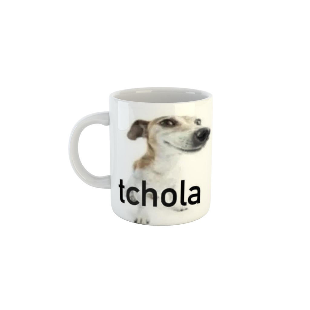 Caneca Cerâmica Meme Doguinho te zuando "Tchola" Presente Meme na Caneca