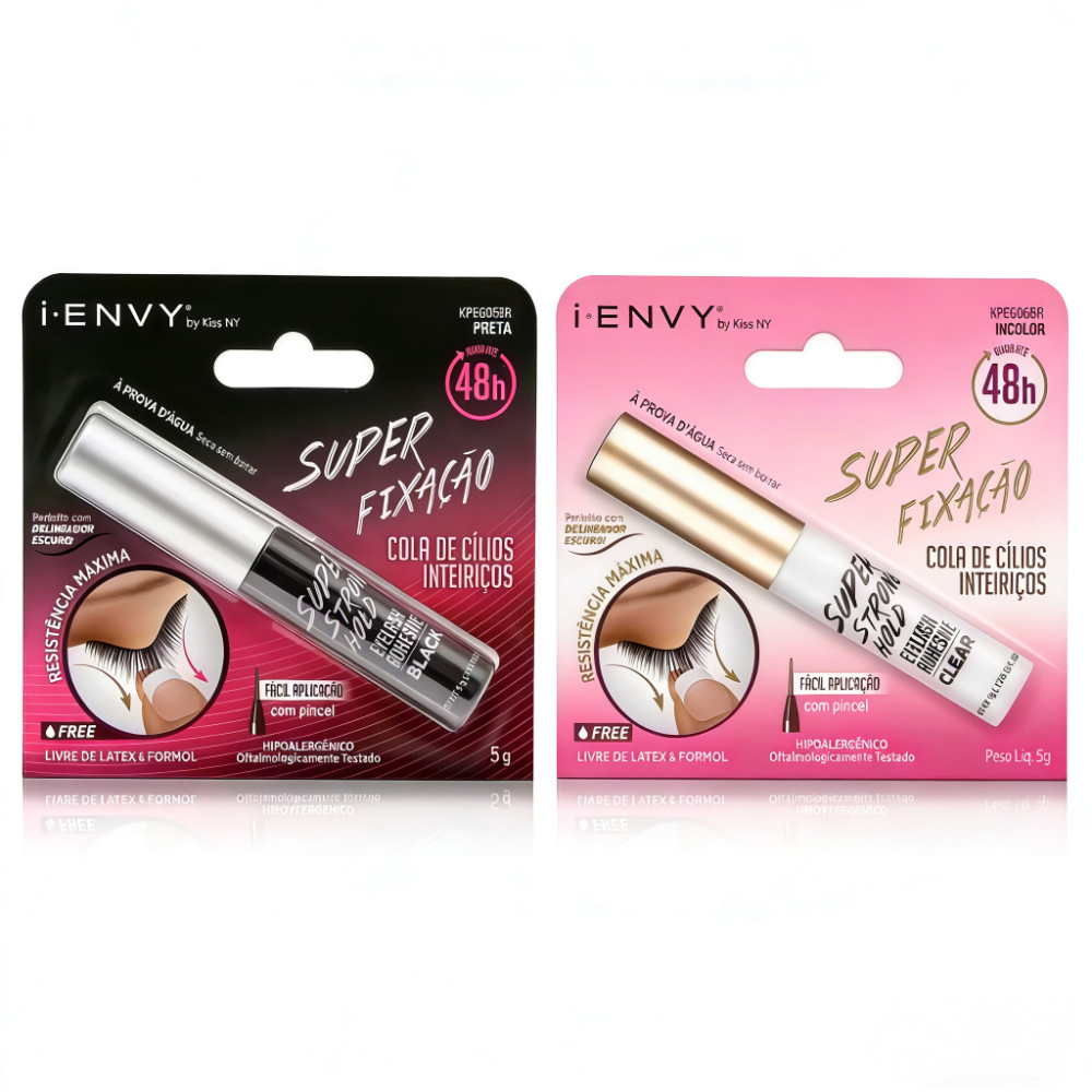 Cola 48H Cílios Preta/Incolor Kiss New York em Oferta na Shopee