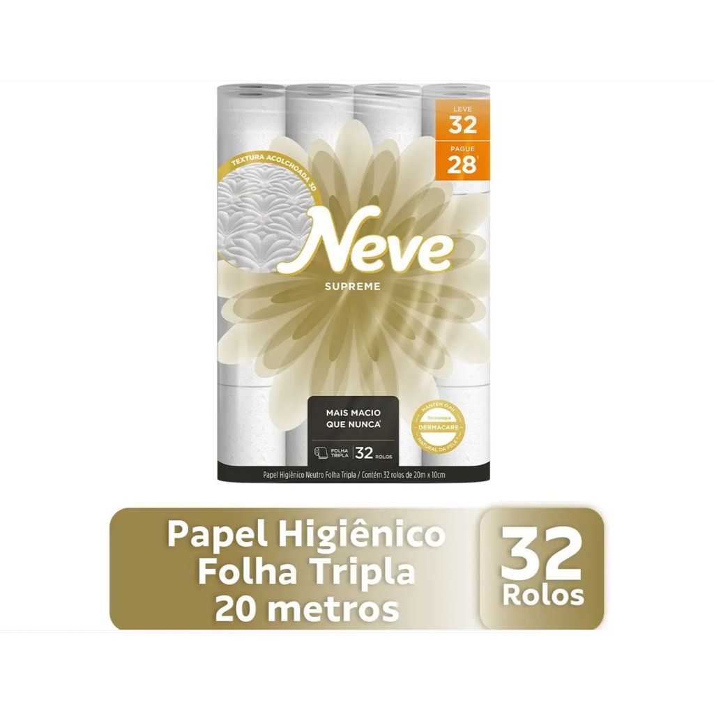 Papel Higiênico Neve Supreme Folha Dupla Leve 32 Pague 28 Papel Higiênico Neve Supreme Folha Dupla Leve 32 Pague 28