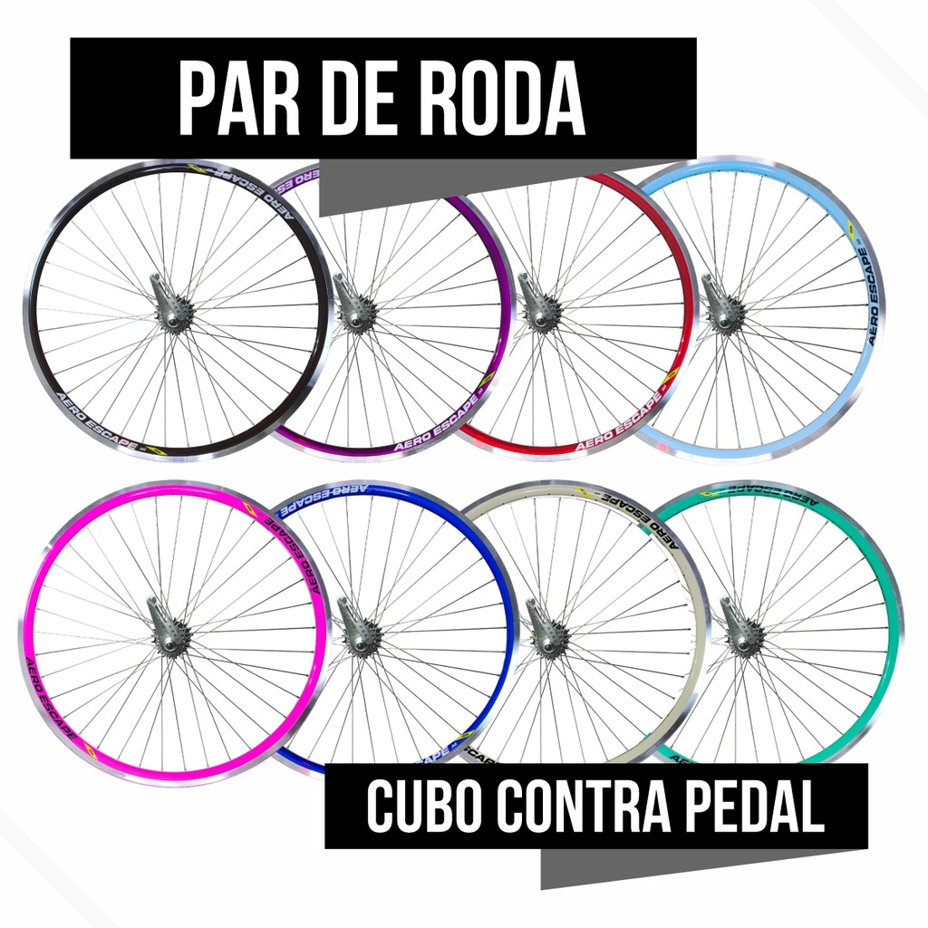 Roda Traseira Aro 26x1.1/2 Cubo Freio Contra Pedal Raio Fino Aero Vzan Colorida (Somente Traseira)