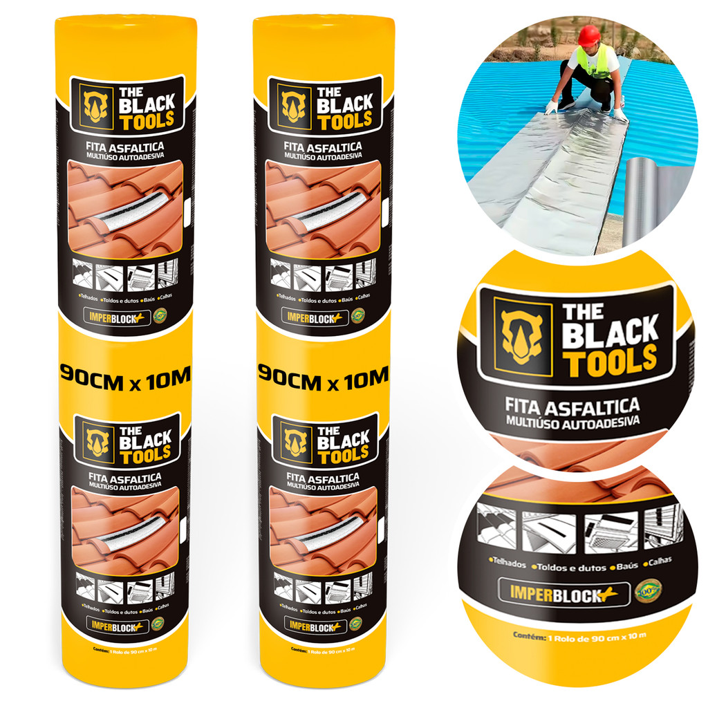 Kit 2 Manta Asfaltica Auto Adesiva Aluminizada 90cm X 10m