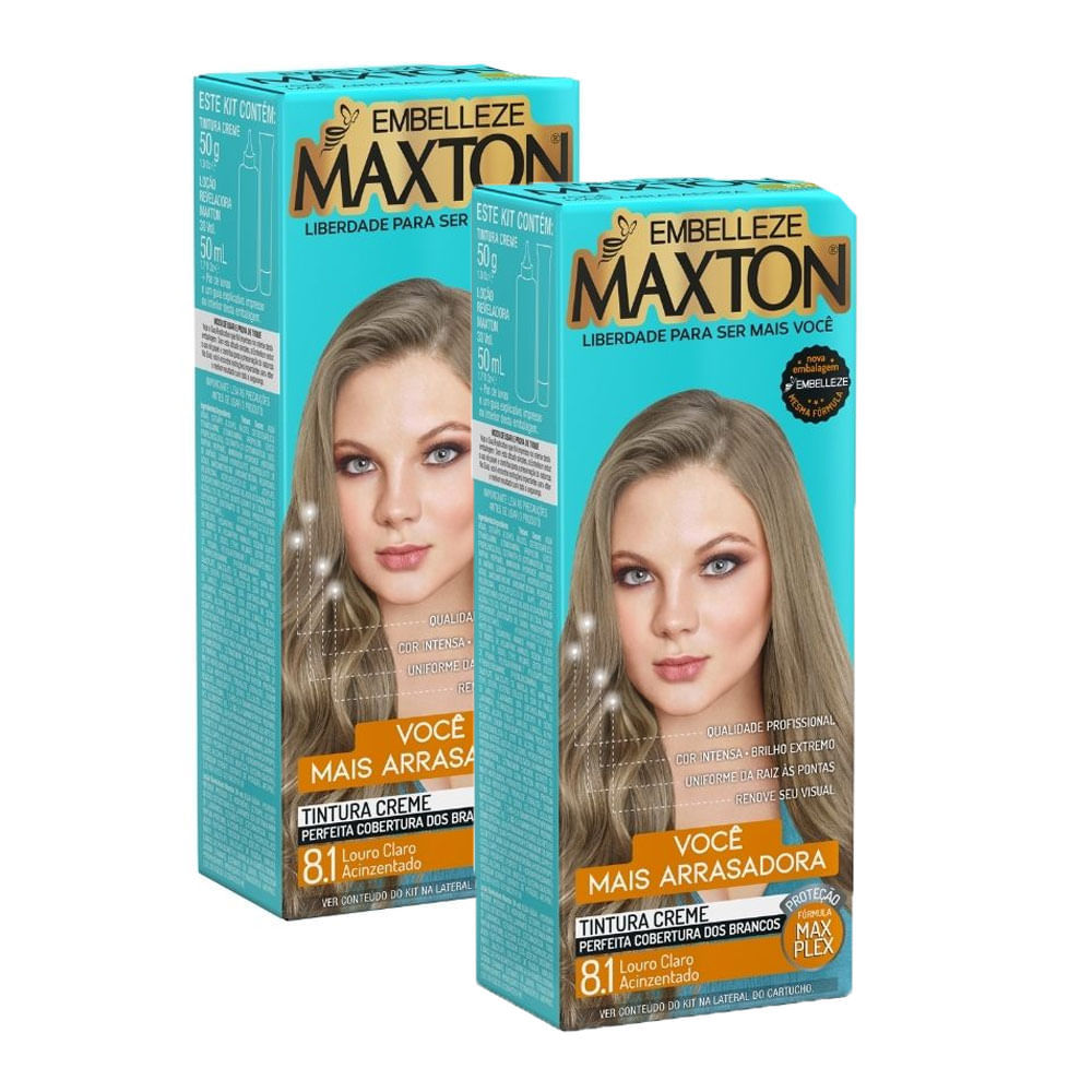 Kit 2 Tintura Creme Maxton Louro Claro Acinzentado 8.1 em Oferta na Shopee