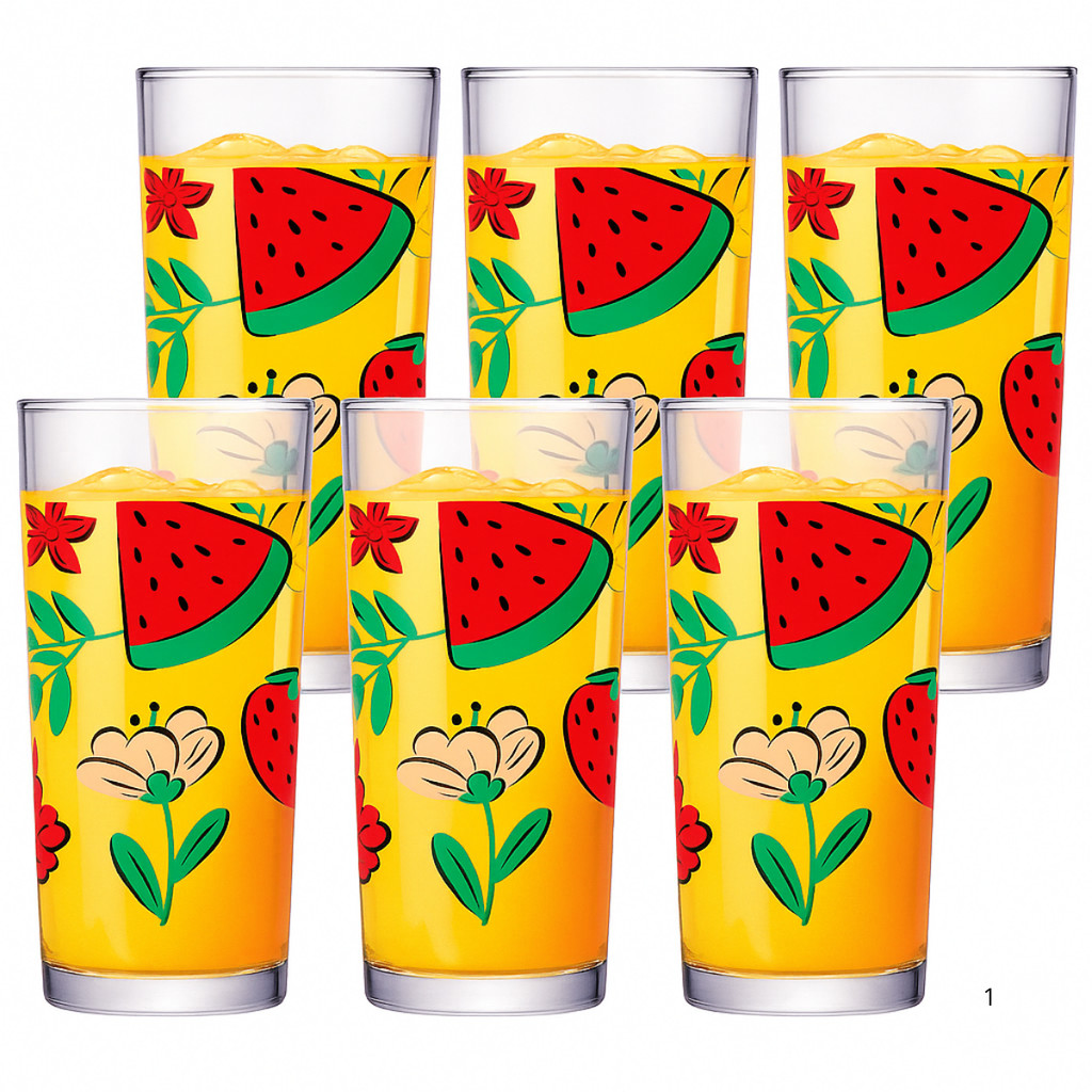 Copos De Vidro Red Fruits Kit 6 Ideal para Água, Suco, Bebidas Refrigerante Vidro Transparente 250ml em Oferta na Shopee