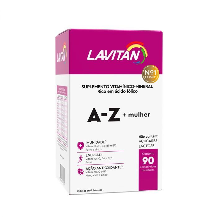 Suplemento Alimentar Lavitan Super Fórmula A-Z +Mulher Com 90 Comprimidos Revestidos em Oferta na Shopee