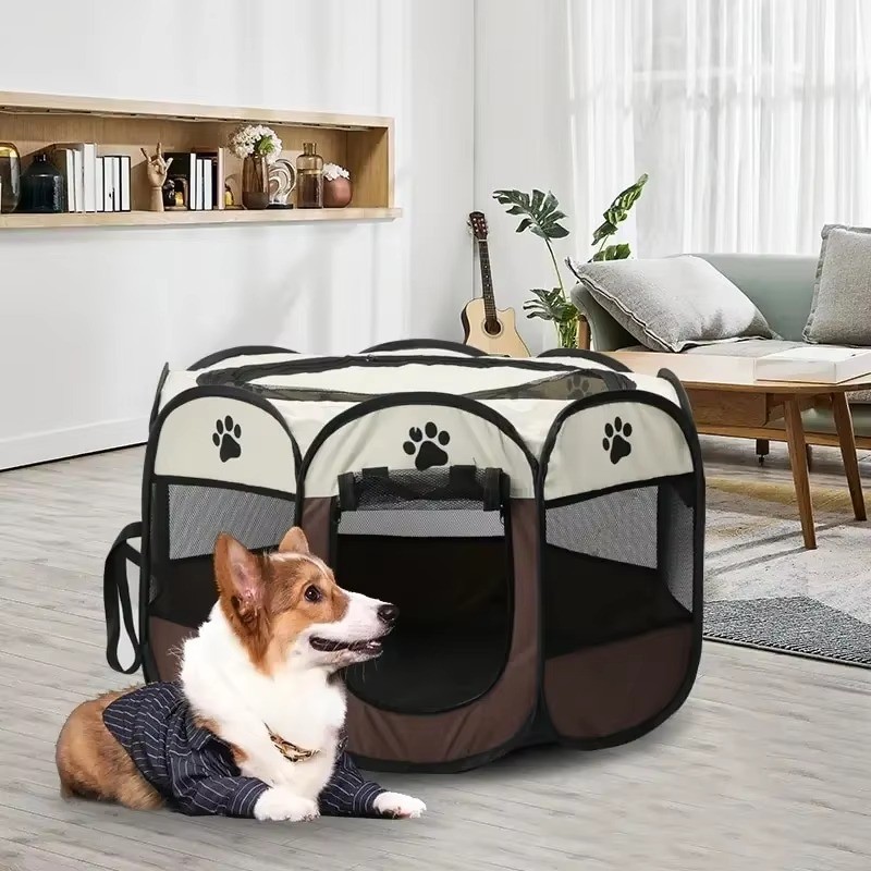 Cercado Canil Pet Dobrável G/M para Cães, Gatos e Filhotes | Tela Anti-Fuga Portátil P.HQ