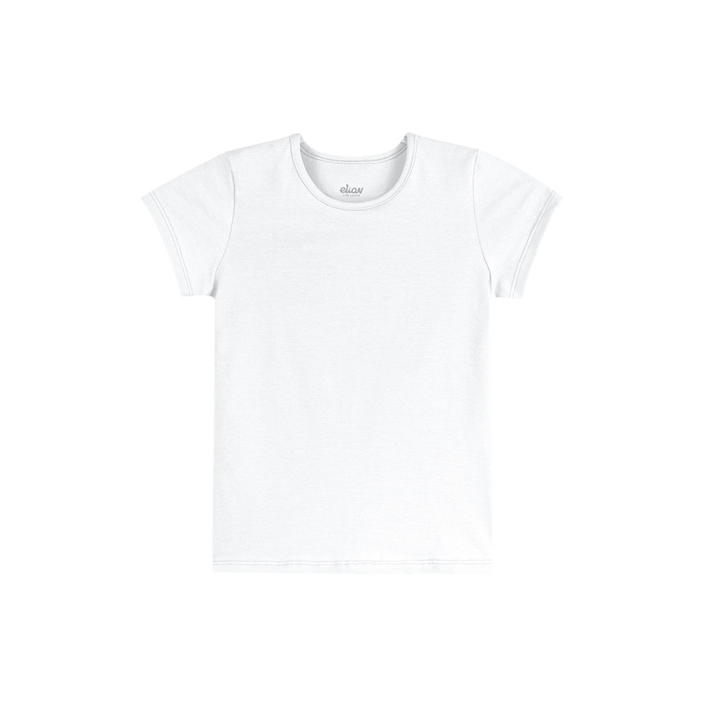 Blusa Infantil Elian Menina Básica Manga Curta Cotton Branco REF: 50030