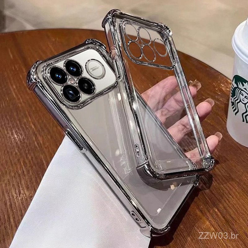 Para Xiaomi Poco F8 Pro F8 Ultra Capa de Telefone Transparente com Revestimento Proteção de Câmera Airbag à Prova de Cho — imagem 2 de 2