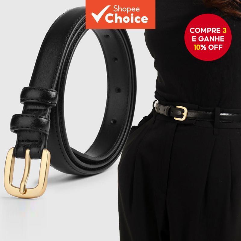 Cinto De Couro Fino Feminino Elegante – Fivela De Liga À Prova De Ferrugem Para Moda Versátil Do Ins-to-Office