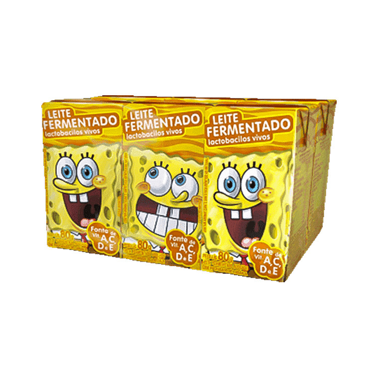 Leite ferm desn adoçado c/ preparado de laranja Bob Esponja Elegê 6x80g