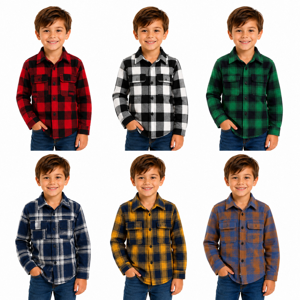 Camisa Xadrez Infantil Juvenil Unissex Manga Longa Festa Junina