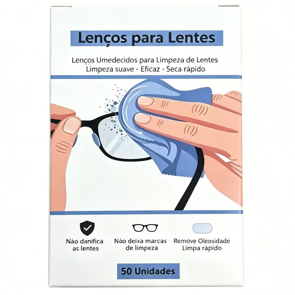 Toalhetes de Limpeza para Óculos, 50 Unidades Anti-Desbotamento e Sem Riscos