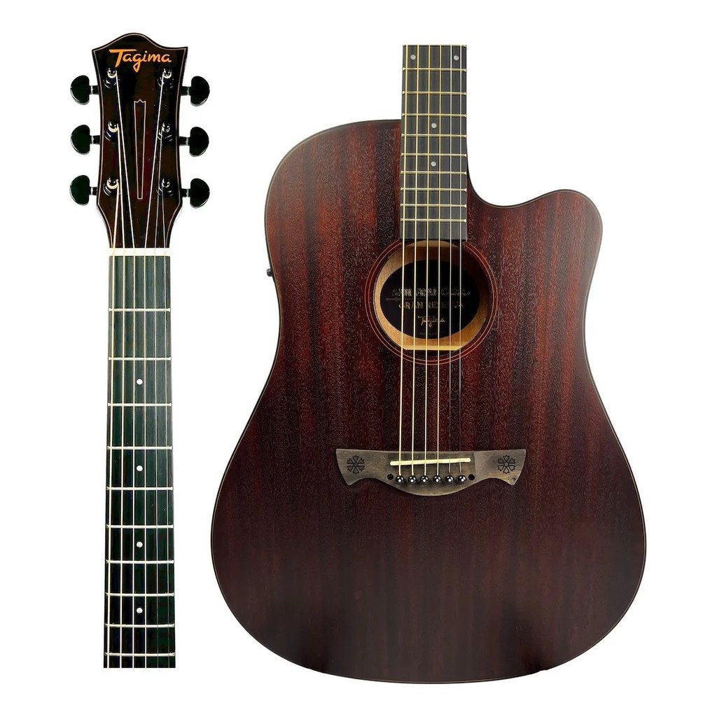 Violão Eletroacústico Tagima San Francisco Gran Reserva DKMOP EQ Flat Cutway Aço Dark Mahogany Open Pore