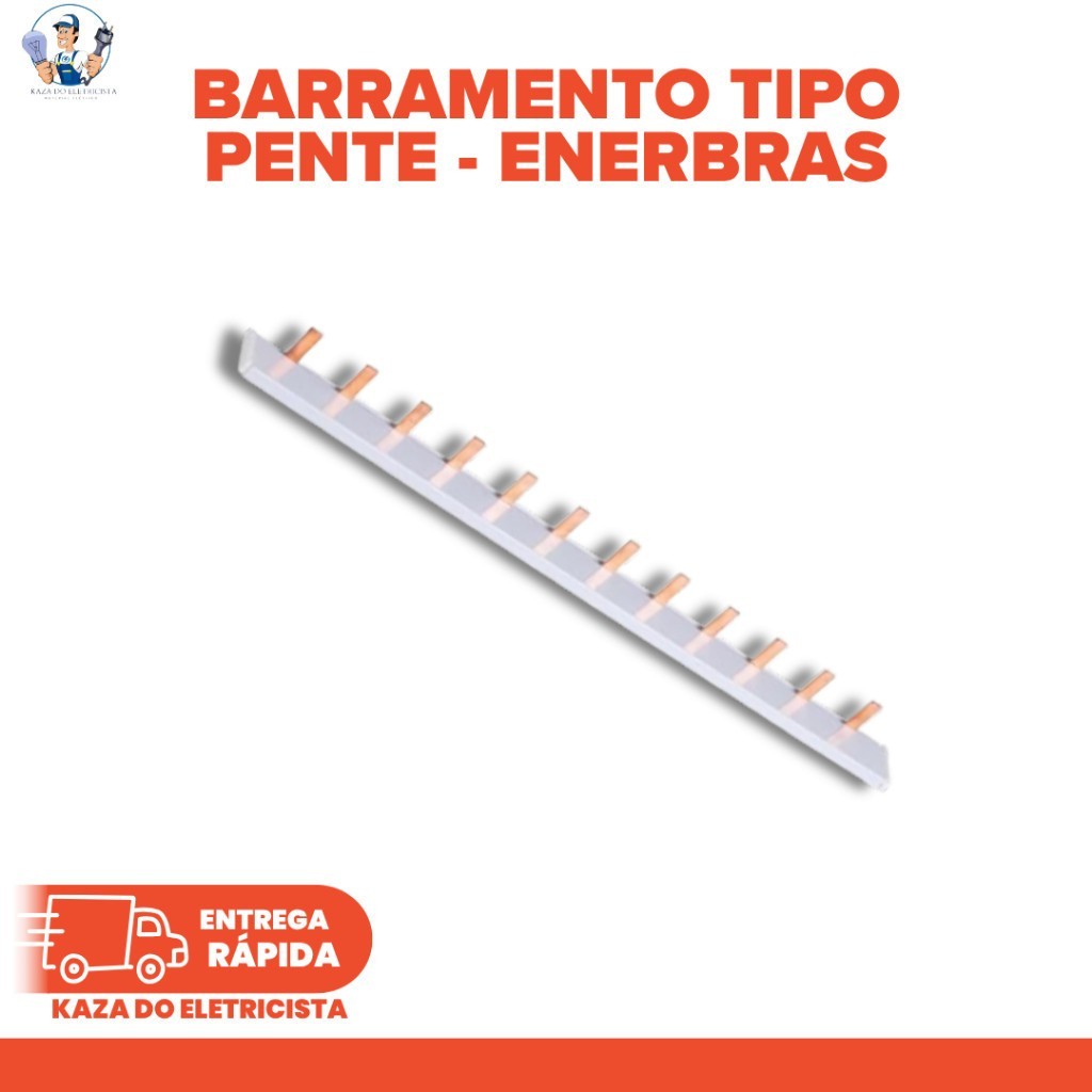 KIT C/2 Barramento Pente 1P Monofásico 63A 12 Polos DIN Enerbras | Distribuição Elétrica