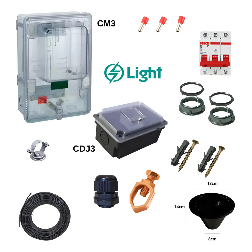 Kit Completo Caixa Medidor Padrão Light Trifásico Atualizado Light Rio de janeiro