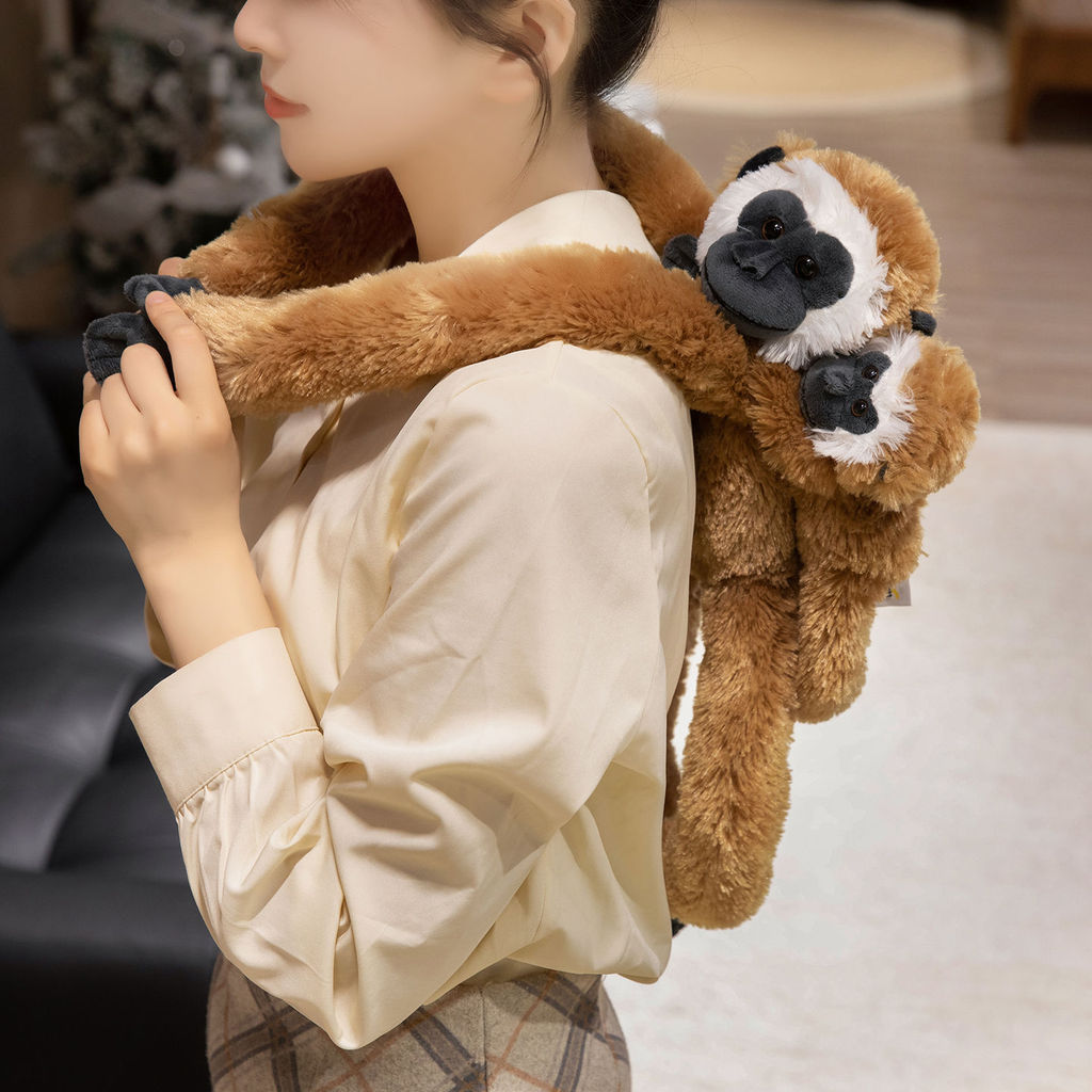 Bonito Realista Preguiça Braço Longo Macaco Gorila Pai Criança Brinquedo De Pelúcia Boneca Animal Macio Presente Para Cr