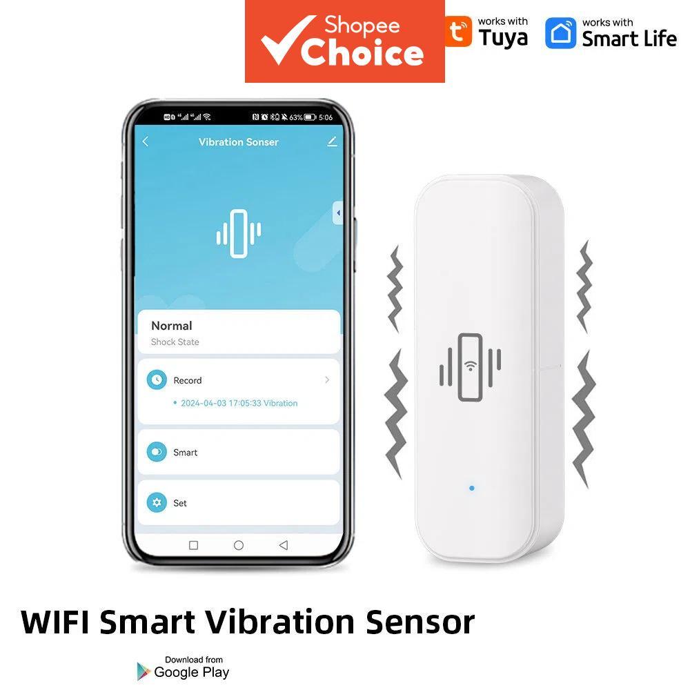 Detector de Vibração Tuya ZigBee/WiFi - Aplicativo Smart Life, Monitoramento Remoto, Proteção de Segurança, Sensor