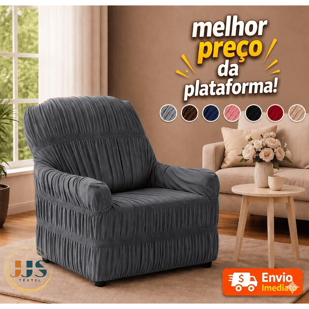 CAPA PARA POLTRONA DO PAPAI/SOFÁ DE 1 LUGAR ELASTICADA EM MALHA EM GEL POLIÉSTER 100%