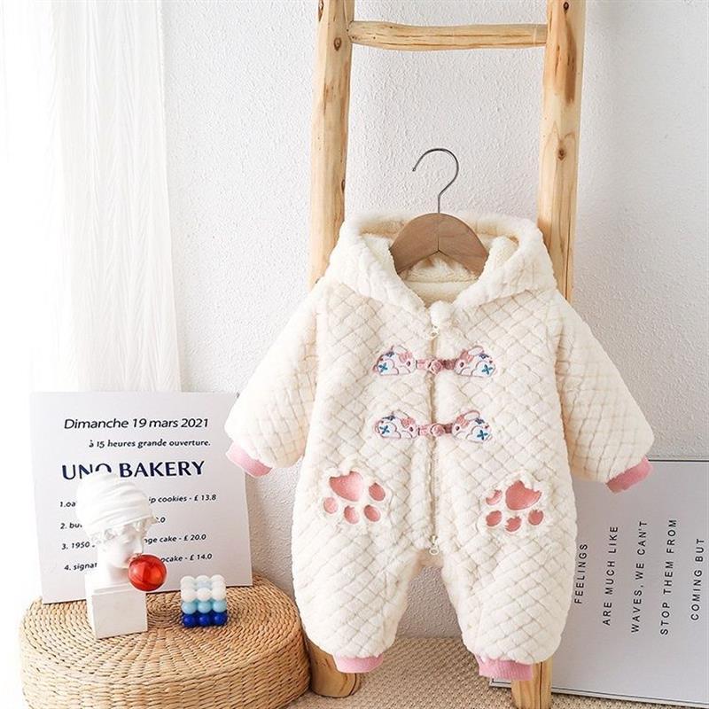Bebê quente roupas de bebê bonito macacão inverno roupas de algodão macacão roupas de inverno forro de lã espessamento S