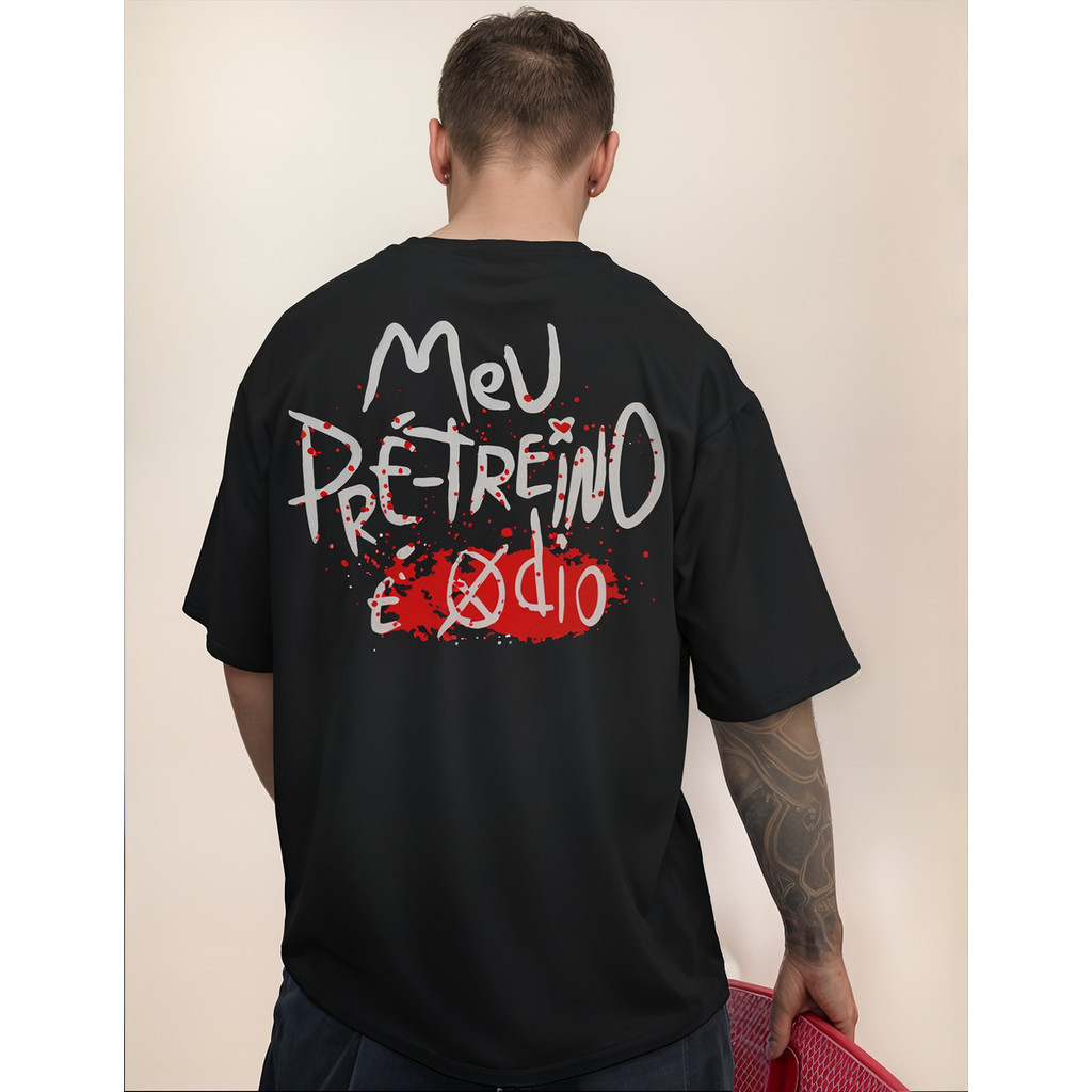 Camiseta estampada premium em puro algodão Camiseta Oversized Masculina Treino Academia Lançamento 2025