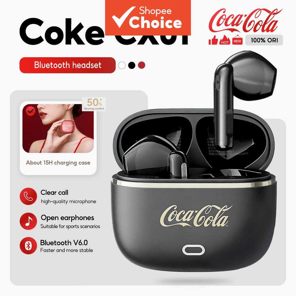 Coca Cola CX01 Fones De Ouvido Intra-Auriculares Sem Fio Bluetooth 60 Surround Sound Headset Microfone Com Cancelamento