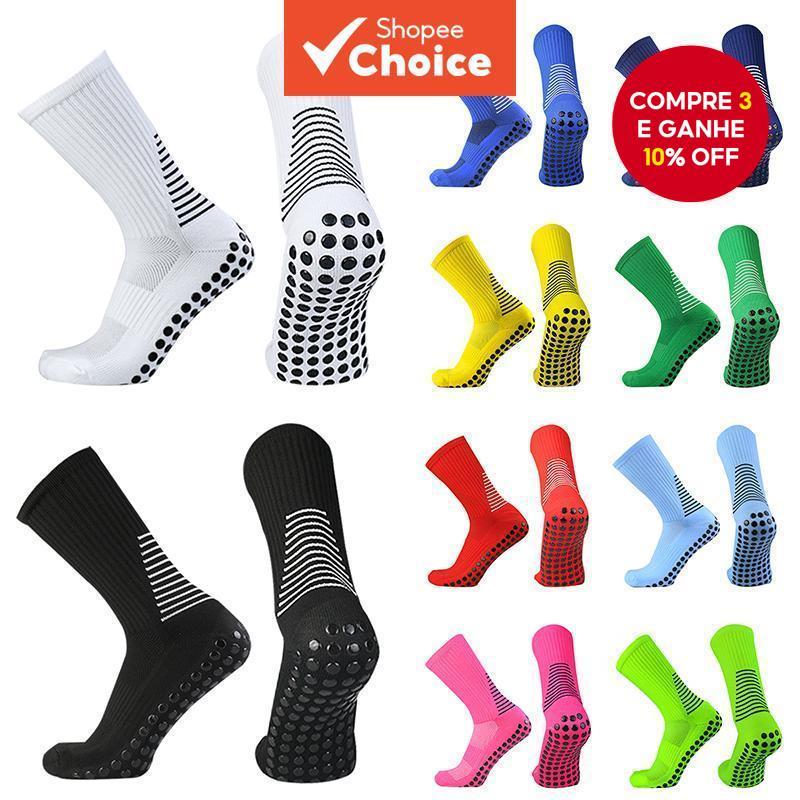 Novas Meias De Futebol Com Aderência No Calcanhar De Silicone – Respiráveis , Antiderrapantes , Ideais Para Esportes Ao em Oferta na Shopee
