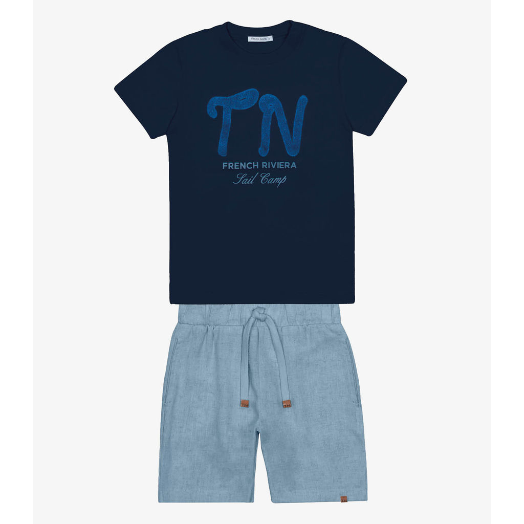 Conjunto Menino Camiseta Com Bermuda Trick Nick Azul