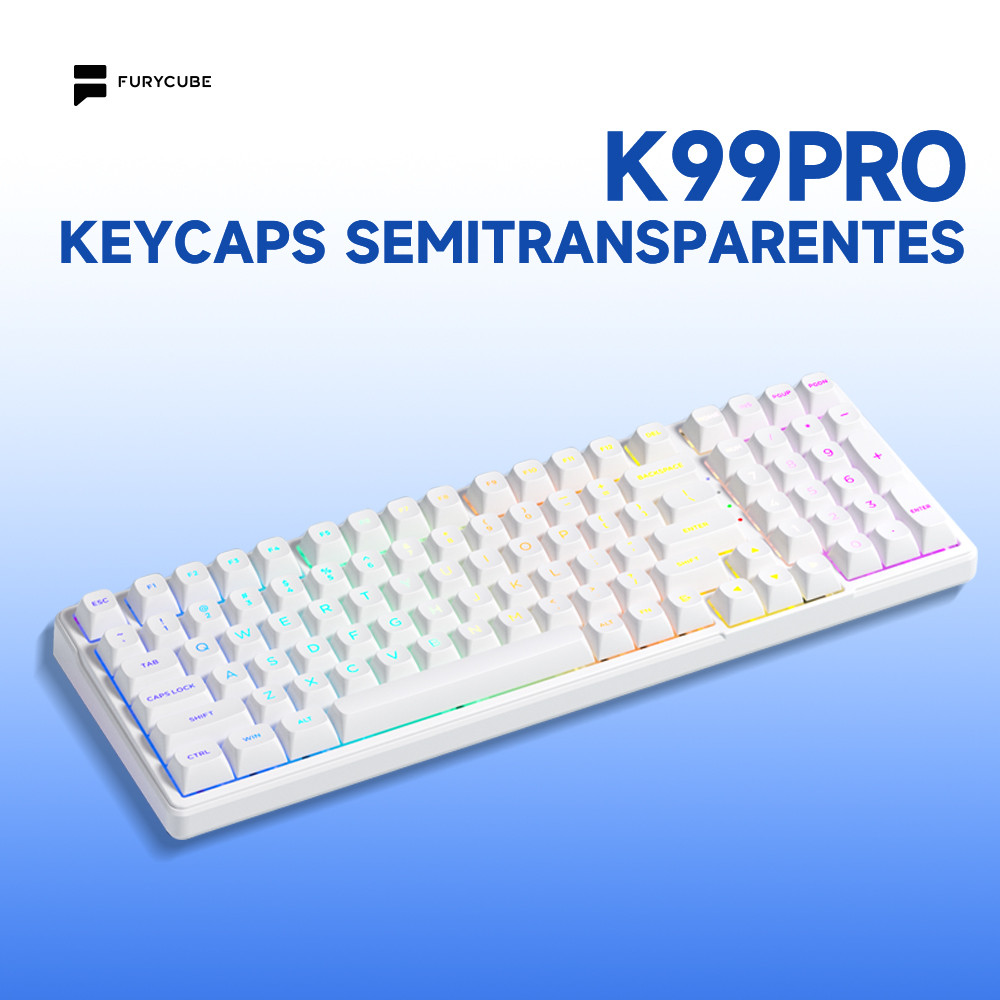 K99PRO Teclado Mecânico 99 Teclas CLOUD SWITCH Três Modos RGB Superior Hot Swap PCB com Slot por Tecla