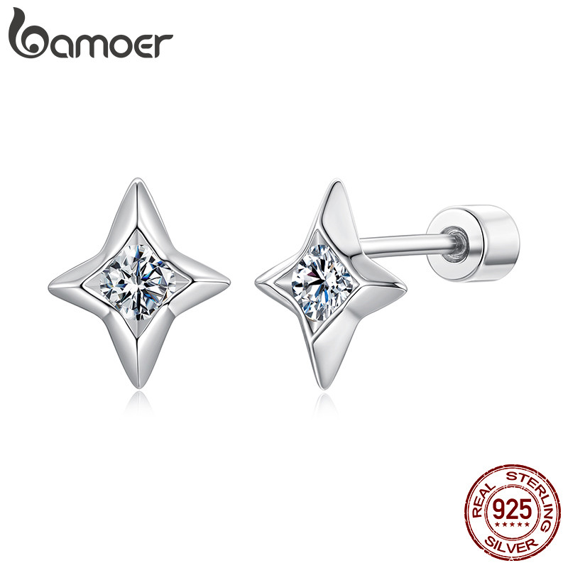 Bamoer 925 Prata Esterlina Moissanite Brincos Luz Das Estrelas Jóias Presente Feminino