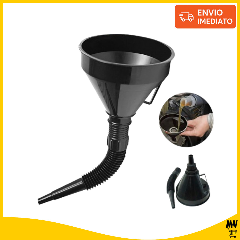 Funil Flexível Plástico Sanfonado Óleo Motos Carros Gasolina Combustível Álcool Preto OFERTA