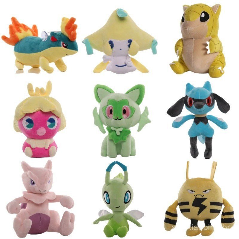 Pelúcia Pokémon Pikachu Mew Jirachi Celebi Quilava Sprigatito Smoochum Elekid Brinquedos de Pelúcia Hobbies