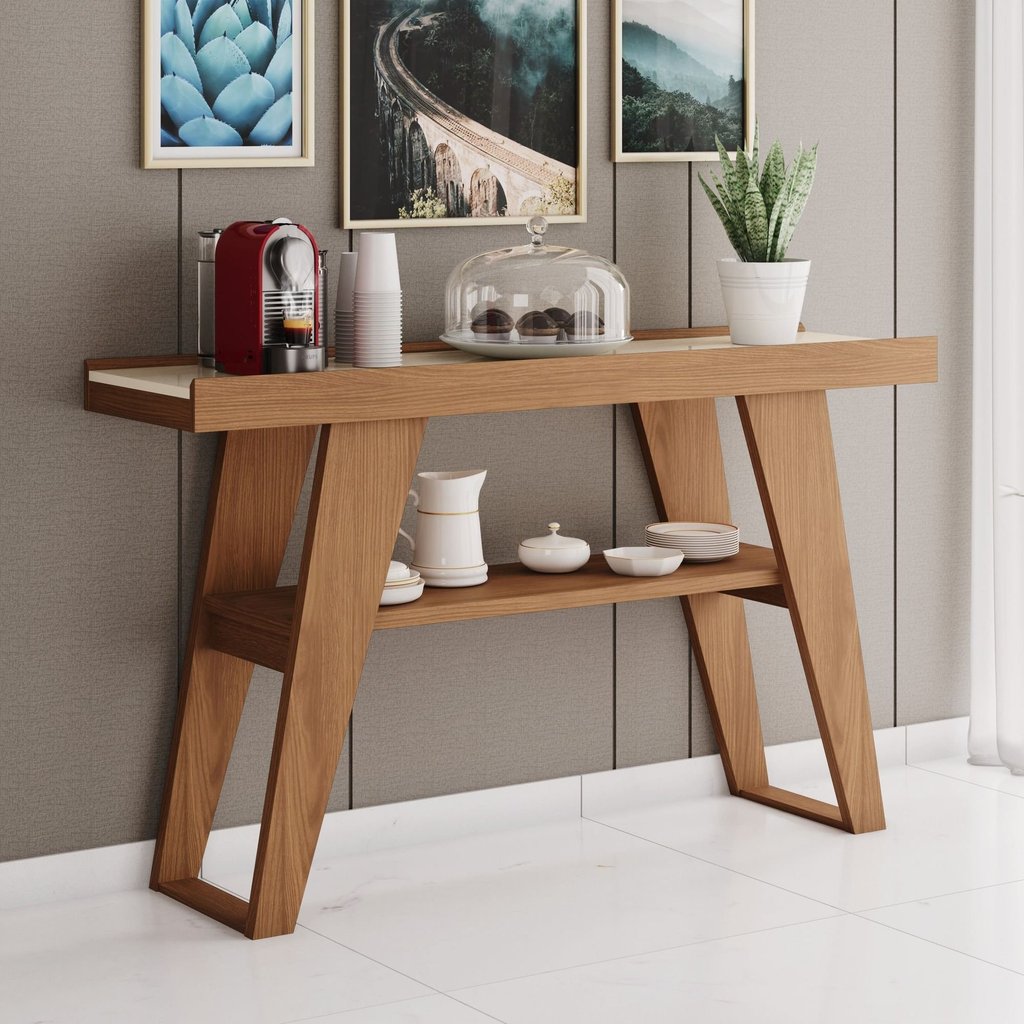 Aparador para Sala 1 Prateleira MDP Nature Off White 136cm Menphis em Oferta na Shopee